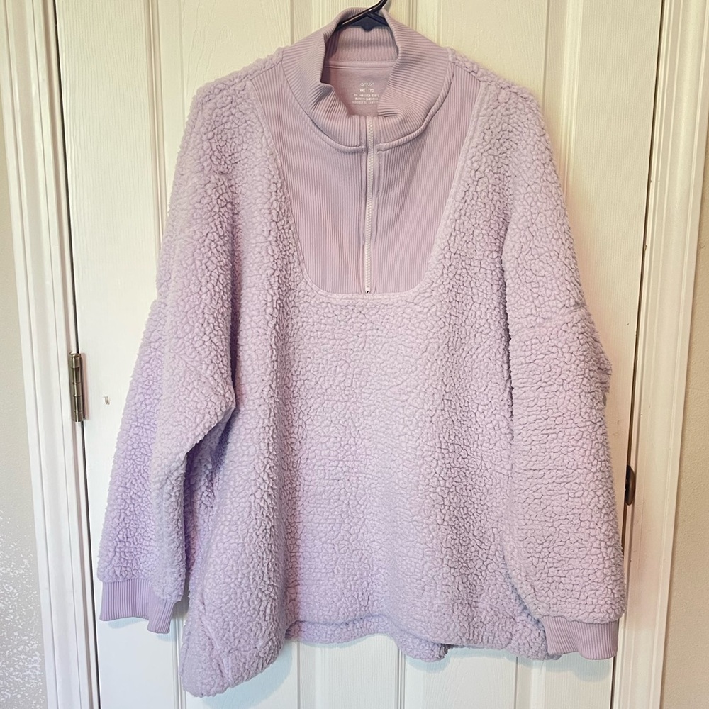 Purple Arie Sherpa Pull Over Jacket Size XXL